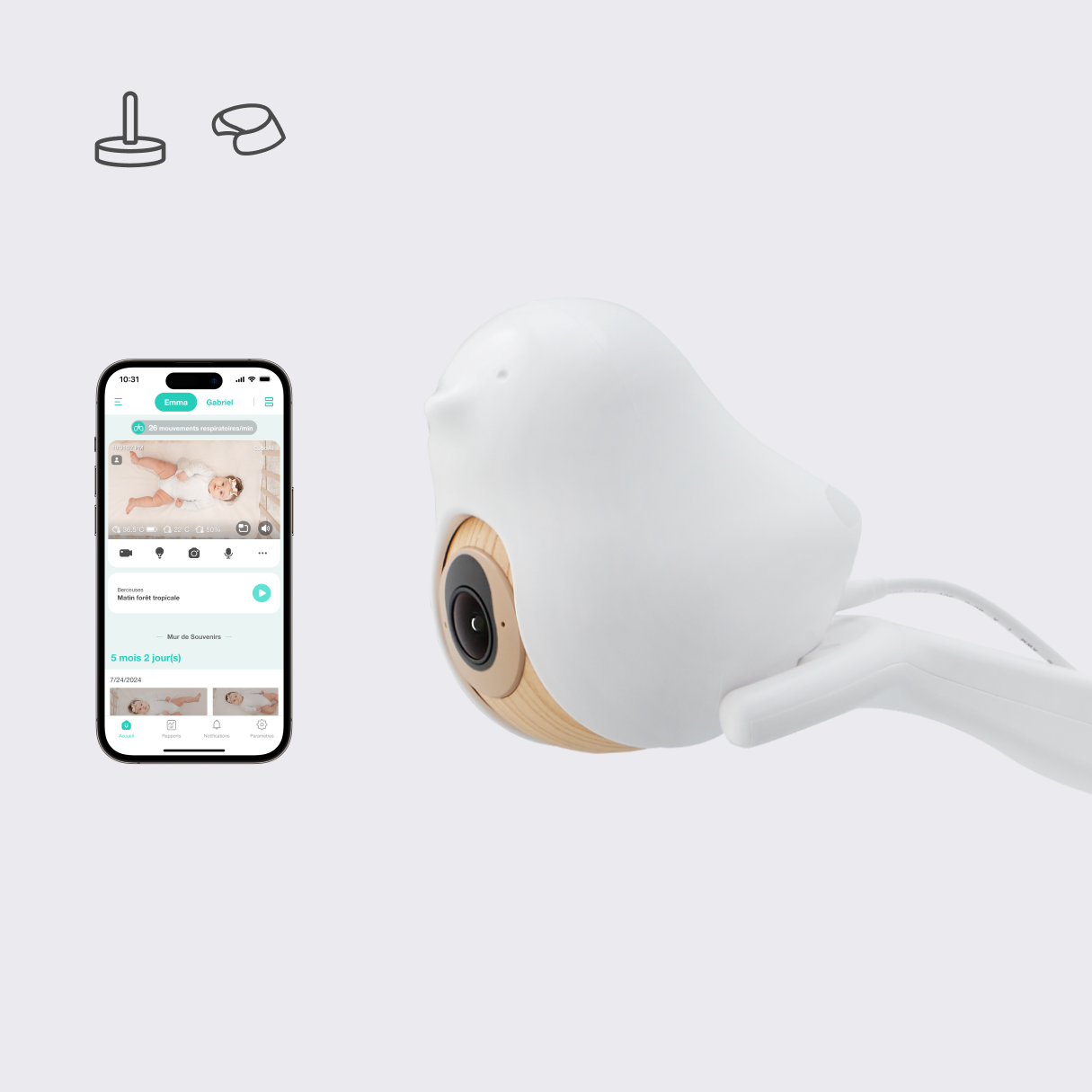 Babyphone CuboAi 3 - Kit Support de Sol (Replacement)